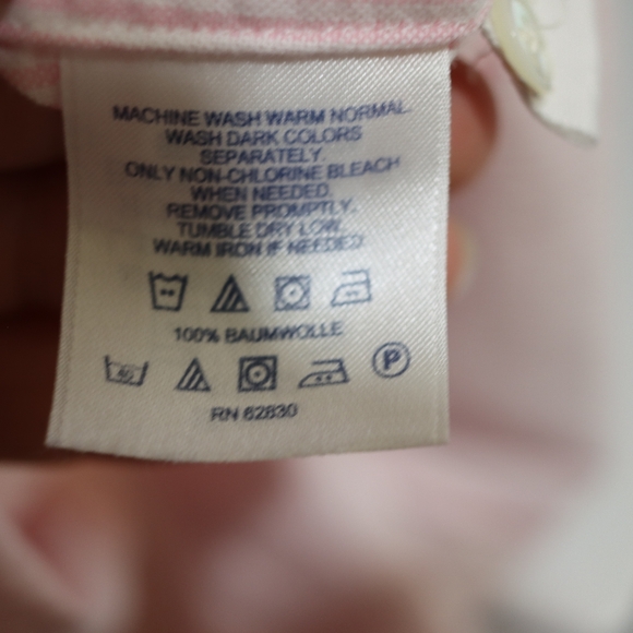 Lands' End Light Pink Striped Cotton Button-Down Shirt Long Sleeve 8 - Picture 11 of 11